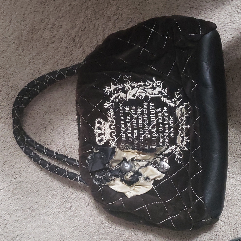 Vintage Juicy Couture Once Upon A Time Zippered Purse Brown Velour Bag